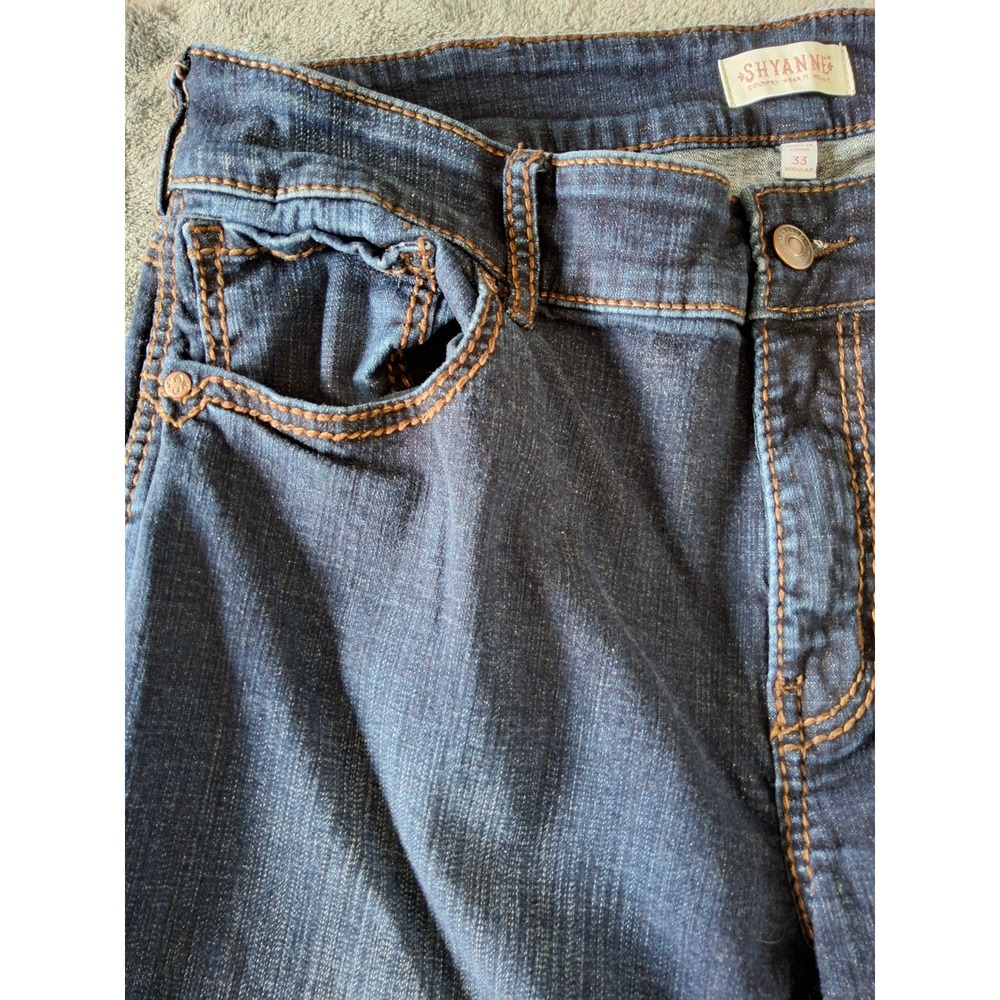 Shyanne Womens Bootcut Jeans Dark Wash Contrast Stitch Size 33 x 34L - Picture 2 of 12